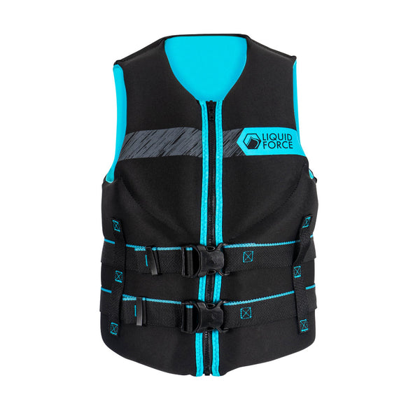 2024 Womens Classic Hinge Cga Life Jacket Black Aqua Liquid Force