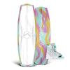 Angel w/ Plush 6R wakeboard & boots, pink/turquoise/yellow swirls; perfect for boat fun.