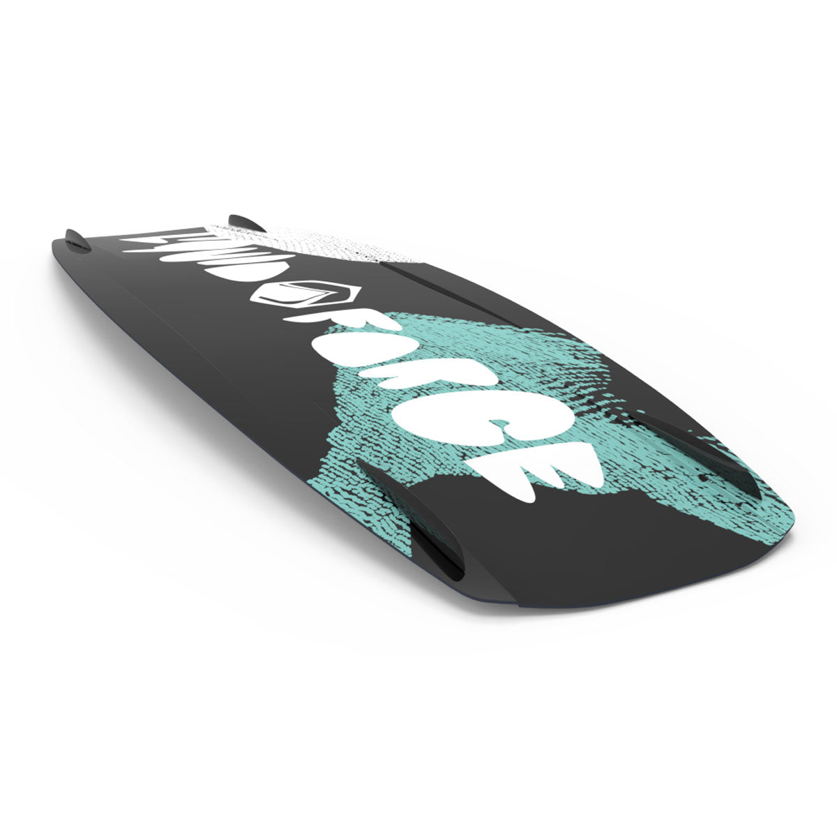 Liquid Force black wakeboard with green design and white HURRICANE text.