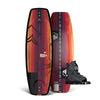 RDX FS w/ Rant 6R: Red & black wakeboard with boots, geometric patterns, perfect for boats.