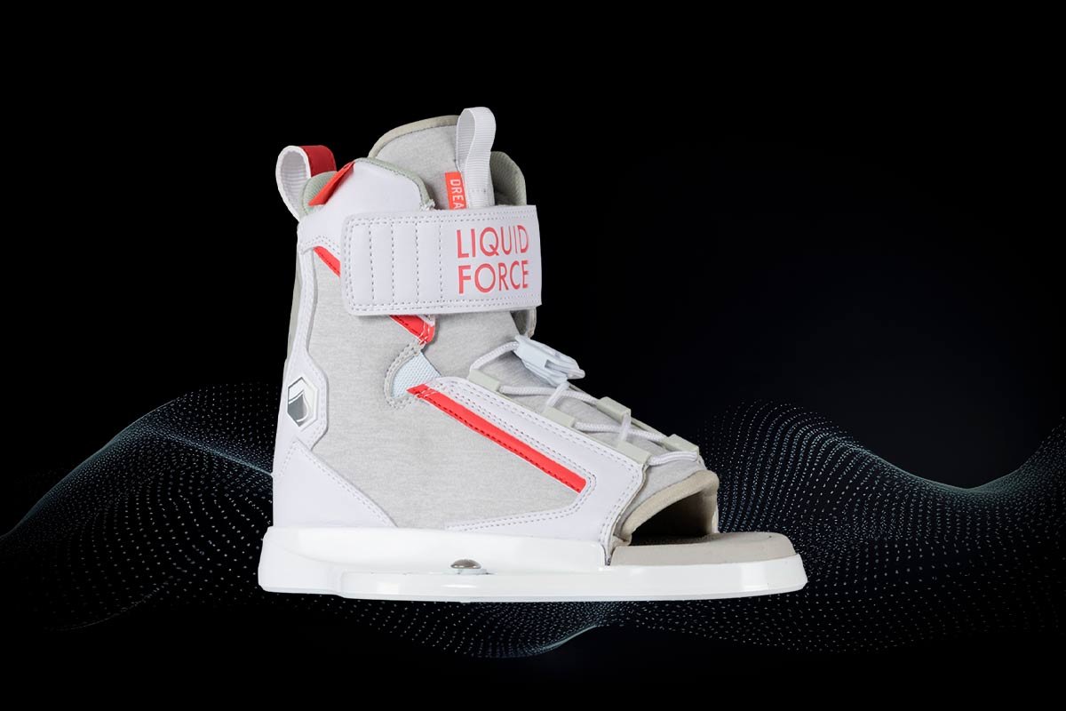 Product Image of the Liquid Force Dream 6R Wakeboard Binding on Black Background.